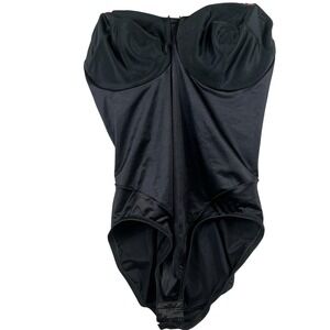 Maidenform Black Strapless Corset Bodysuit Shapewear Support Bustier Women 34D